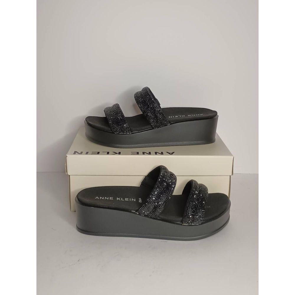 Anne Klein Vanessa Womens Faux Suede Slip-On Wedge Sandals Size 8M